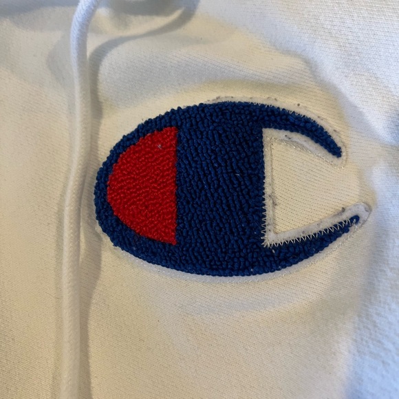 Champion White Full Zippered Pocket Hoodie, Size Large - Picture 6 of 8